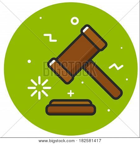 Justice hummer. Judge gavel. Hand drawn vector stock illustration