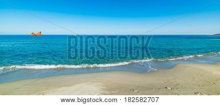Sea stacks in Cea beach in Sardinia