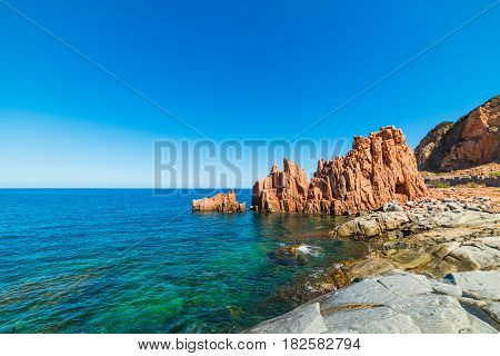 Rocce rosse shore in Sardinia in Italy