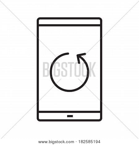 Smartphone reload button linear icon. Thin line illustration. Smart phone restarting contour symbol. Vector isolated outline drawing