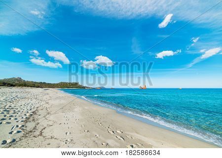 white clouds over Cea beach in Sardinia
