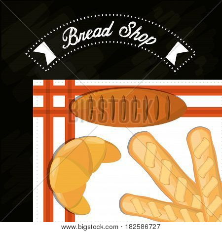 bread shop baguette croissant blanket poster vector illustration eps 10