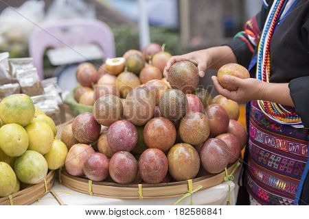 Thailand Chiang Rai Market Fruit Passionfruit