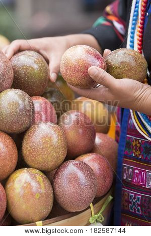Thailand Chiang Rai Market Fruit Passionfruit