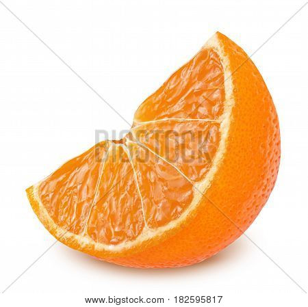 Slice of juicy mandarin isolated on a white background