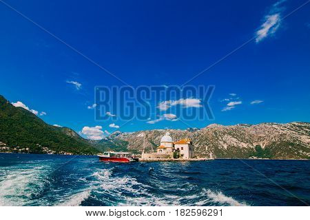 The island of Gospa od Skrpela in the Boko-Kotorsky Gulf near the town of Perast in Montenegro.