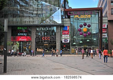 BUDAPEST HUNGARY - MAY 26: Undefined people at the Corvin plaza shopping centre in downtown of Budapest on May 26 2016.