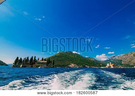The island of Gospa od Skrpela in the Boko-Kotorsky Gulf near the town of Perast in Montenegro.