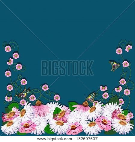 Frame from flowers greeting card. Vector illustration