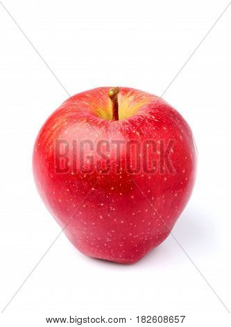 Ripered Apple lies vertically close-up isolated on white background.