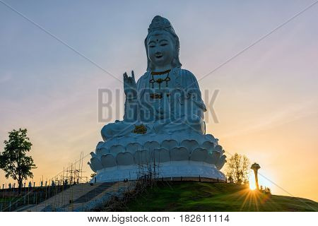 Wat Huai Pla Kung (Temple) in Chiang Rai,Thailand.APR 20,2017 Wat Huai Pla Kung temple the pagoda in Chinese style in Chiangrai province of Thailand.well known worldwide. Opened on 19 November 2005