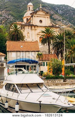 The territory of the Church of the Nativity of the Virgin in Prcanj, Montenegro, in the Boka Bay of Kotor.