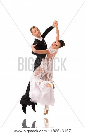 Ballrom Dance Couple In A Dance Pose Isolated On White Bachground