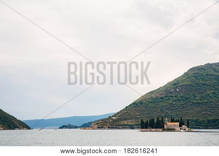 The island of Gospa od Skrpela in the Boko-Kotorsky Gulf near the town of Perast in Montenegro.