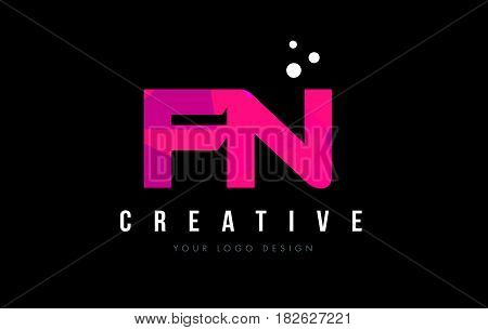 Fn F N Letter Logo With Purple Low Poly Pink Triangles Concept