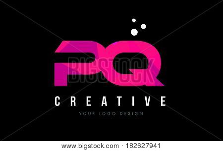 Pq P Q Letter Logo With Purple Low Poly Pink Triangles Concept