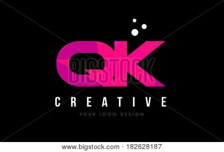 Qk Q K Letter Logo With Purple Low Poly Pink Triangles Concept