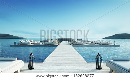 Beach living lounge & Party Lounge & Chill out Lounge 
- Sundeck and Lagoon view / 3d rendering image