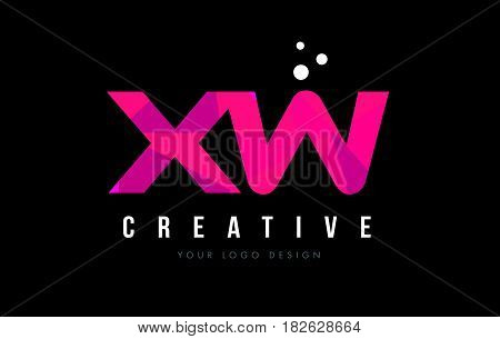 Xw X W Letter Logo With Purple Low Poly Pink Triangles Concept