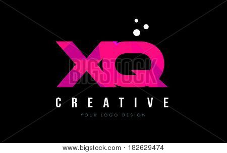 Xq X Q Letter Logo With Purple Low Poly Pink Triangles Concept