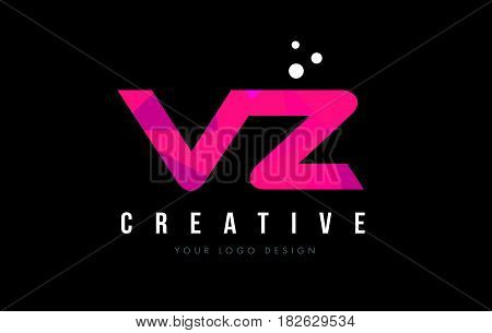 Vz V Z Letter Logo With Purple Low Poly Pink Triangles Concept