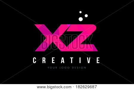 Xz X Z Letter Logo With Purple Low Poly Pink Triangles Concept