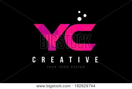 Yc Y C Letter Logo With Purple Low Poly Pink Triangles Concept