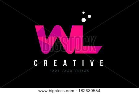 Wl W L Letter Logo With Purple Low Poly Pink Triangles Concept