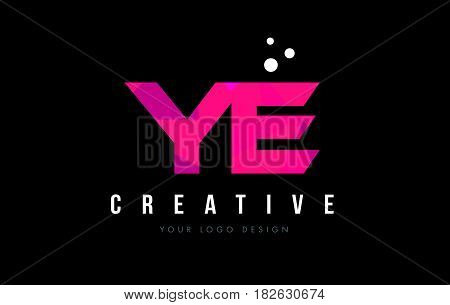 Ye Y E Letter Logo With Purple Low Poly Pink Triangles Concept