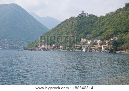 City view of Sensole of Monteisola in the iseo lake