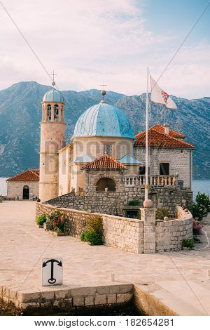 The island of Gospa od Skrpela in the Boko-Kotorsky Gulf near the town of Perast in Montenegro.
