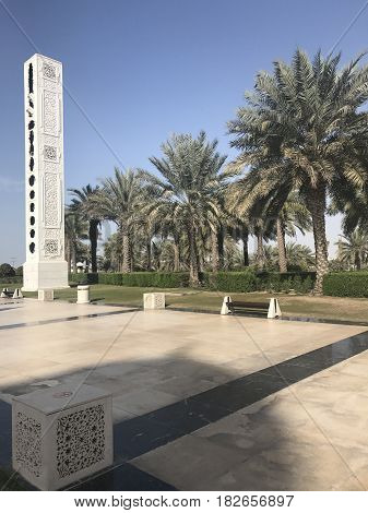 ABU DHABI, UAE-FEB 11, 2017: Sheikh Zayed Grand Mosque in Abu Dhabi, United Arab Emirates. It is the key place of worship and may be visited by more than 40,000 people during Eid.