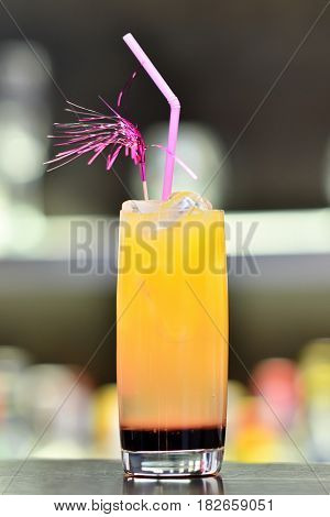glass of cocktail on bar