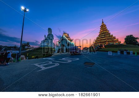 Wat Huai Pla Kung (Temple) in Chiang Rai,Thailand.APR 21,2017 Wat Huai Pla Kung temple the pagoda in Chinese style in Chiangrai province of Thailand.well known wordwide.Opened on 19 November 2005