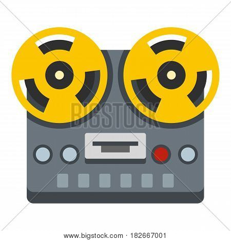 Vintage reel to reel tape recorder deck icon flat isolated on white background vector illustration