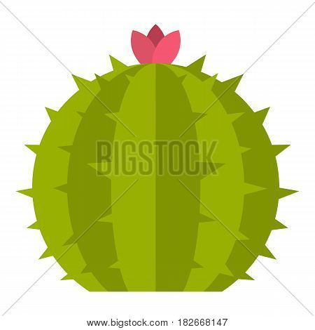 Cactus with flower icon flat isolated on white background vector illustration