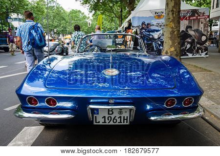 BERLIN - JUNE 05 2016: Sports car Chevrolet Corvette (C1). Rear view. Classic Days Berlin 2016.