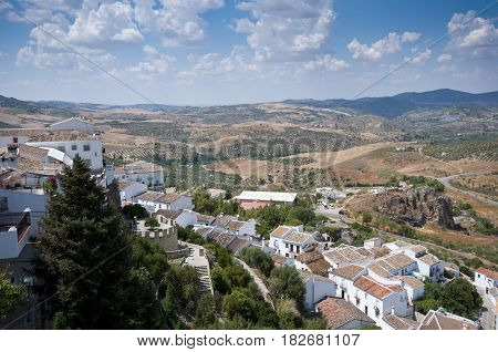 Views of Zahara de la Sierra Spain. This village is part of the pueblos blancos -white towns- in southern Spain, Andalusia, region