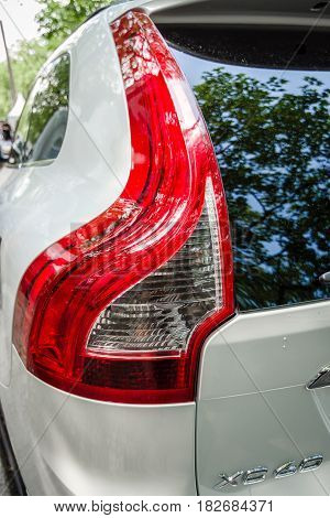 BERLIN - JUNE 05 2016: Stoplamp of mid-size luxury crossover SUV Volvo XC90. Classic Days Berlin 2016.