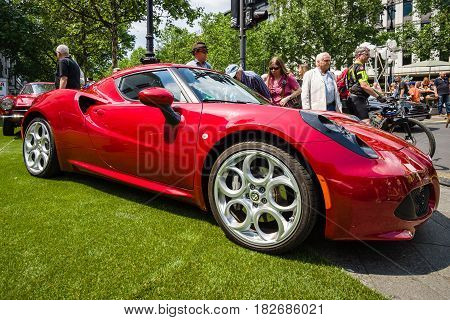 BERLIN - JUNE 05 2016: Sports car Alfa Romeo 4C (Type 960) since 2014. Classic Days Berlin 2016.