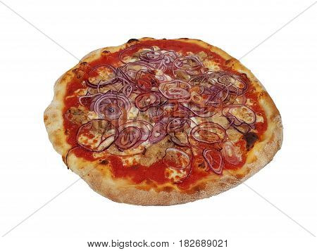 Pizza with tuna and onion over food italia