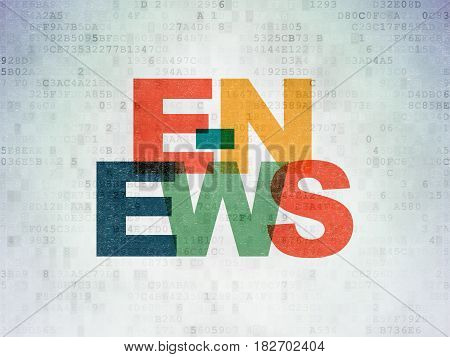 News concept: Painted multicolor text E-news on Digital Data Paper background