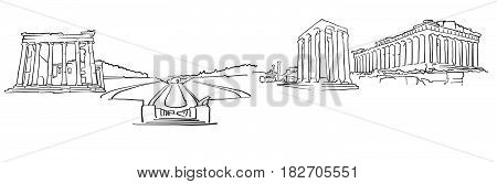 Athens Greece Panorama Sketch