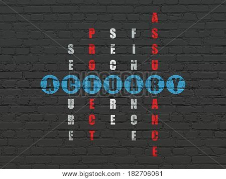 Insurance concept: Painted blue word Actuary in solving Crossword Puzzle