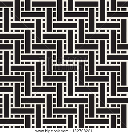 Seamless woven stripes lattice pattern. Modern stylish texture. Repeating abstract background with interlacing lines. Simple monochrome grid