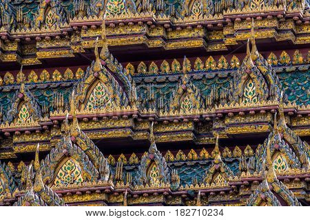Ancient mosaik roof strucuture in Great Palace of Bangkok