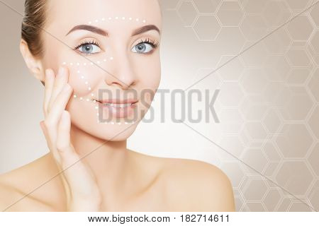 beauty woman face with surgery marks for graphic design