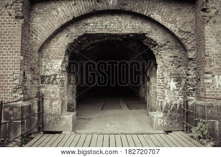 Old Kenigsberg castle entrance. World war II fort