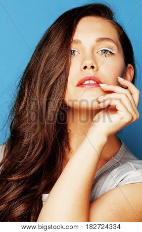 young pretty adorable woman with candy close up like doll makeup