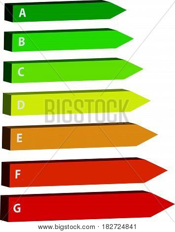 3D energy label isolated on white background. Vector illustration.